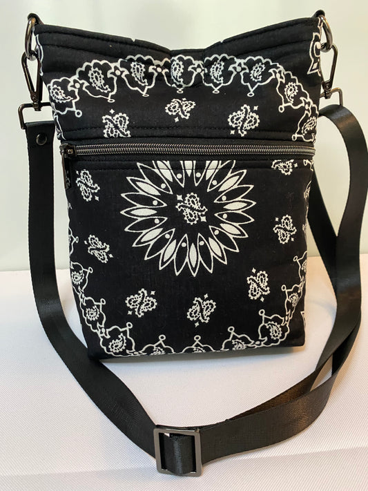 1 Bag 2 Looks Reversible Crossbody Bag — Red Roses & Black Bandana